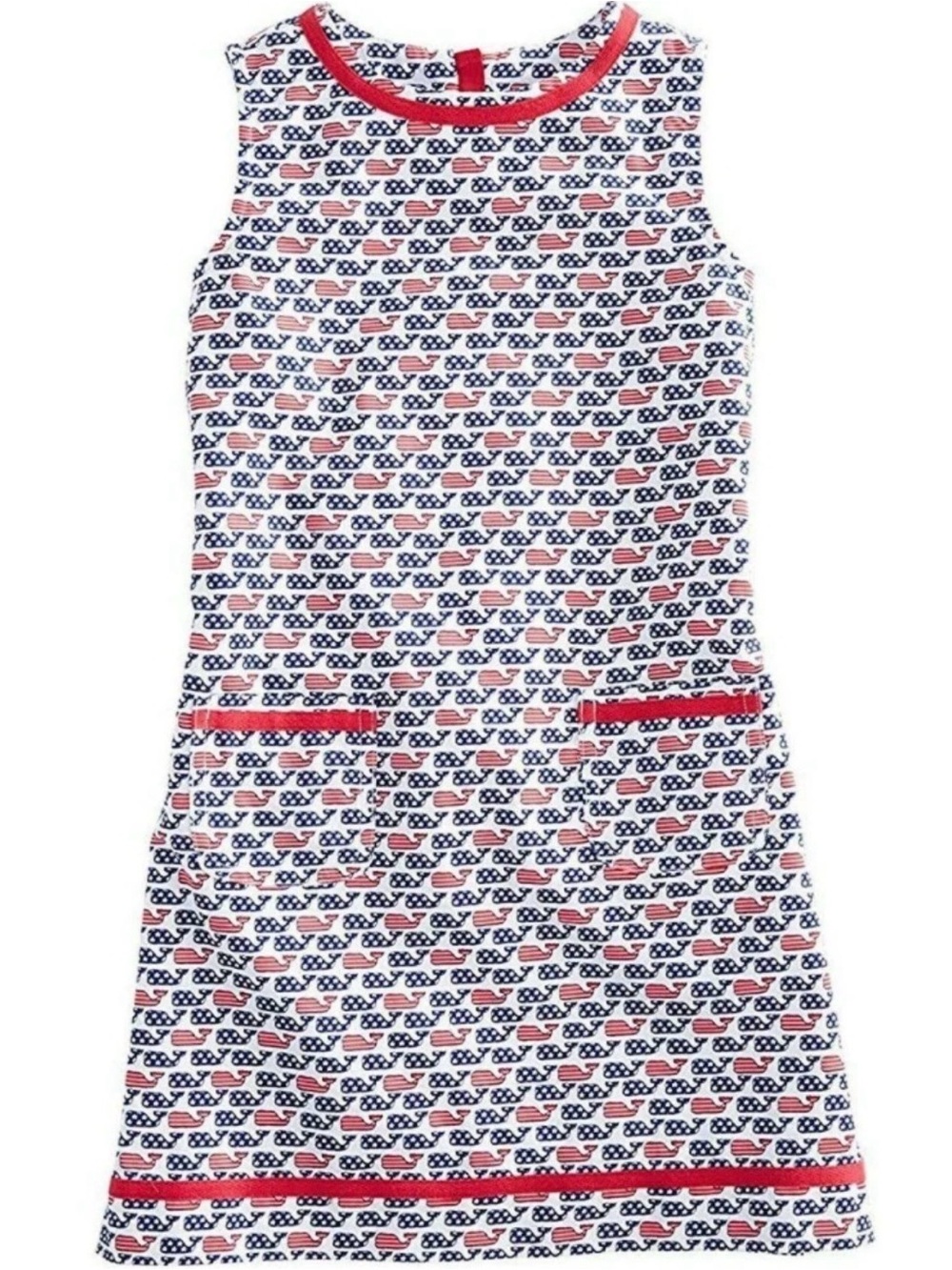Vineyard Vines Girls Patriotic American Flag Whale Logo Shift Dress- 6T Girls